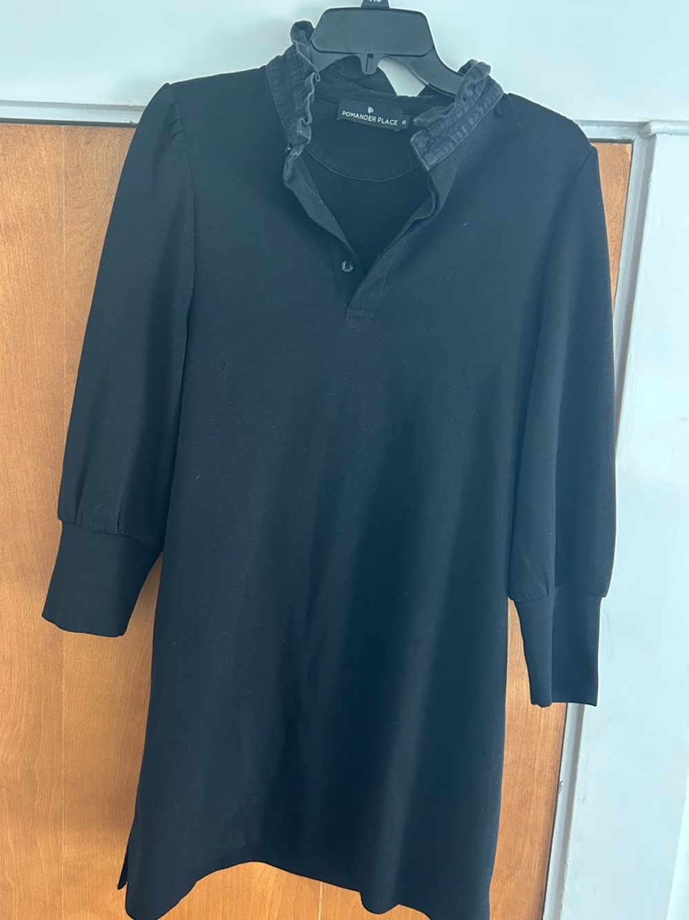 Tuckernuck Pomander Place Black Ruffle-Neck Charlotte Mini Dress - Picture 8 of 10